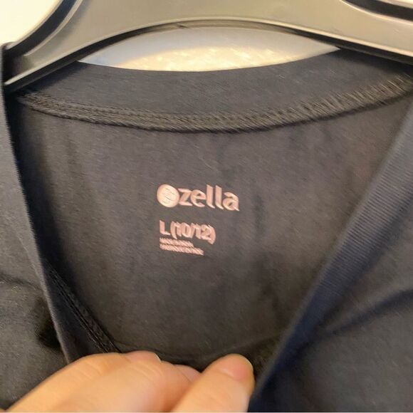 Zella girls black crewneck front twist stretchy long sleeve top L 10/12 NEW - Picture 2 of 10